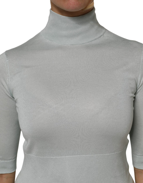 Dolce & Gabbana Gray Turtle Neck 3/4 Sleeves Pullover Top